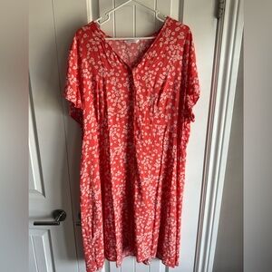 Floral Orange and White Dress